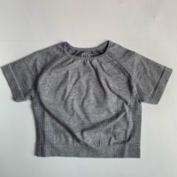 Damskie bezszwowe majtki rękaw krótki Top koszulki do jogi Slim Fit Running t-shirty do ćwiczeń koszulki treningowe dla kobiet Gym Sport kolarstwo 5